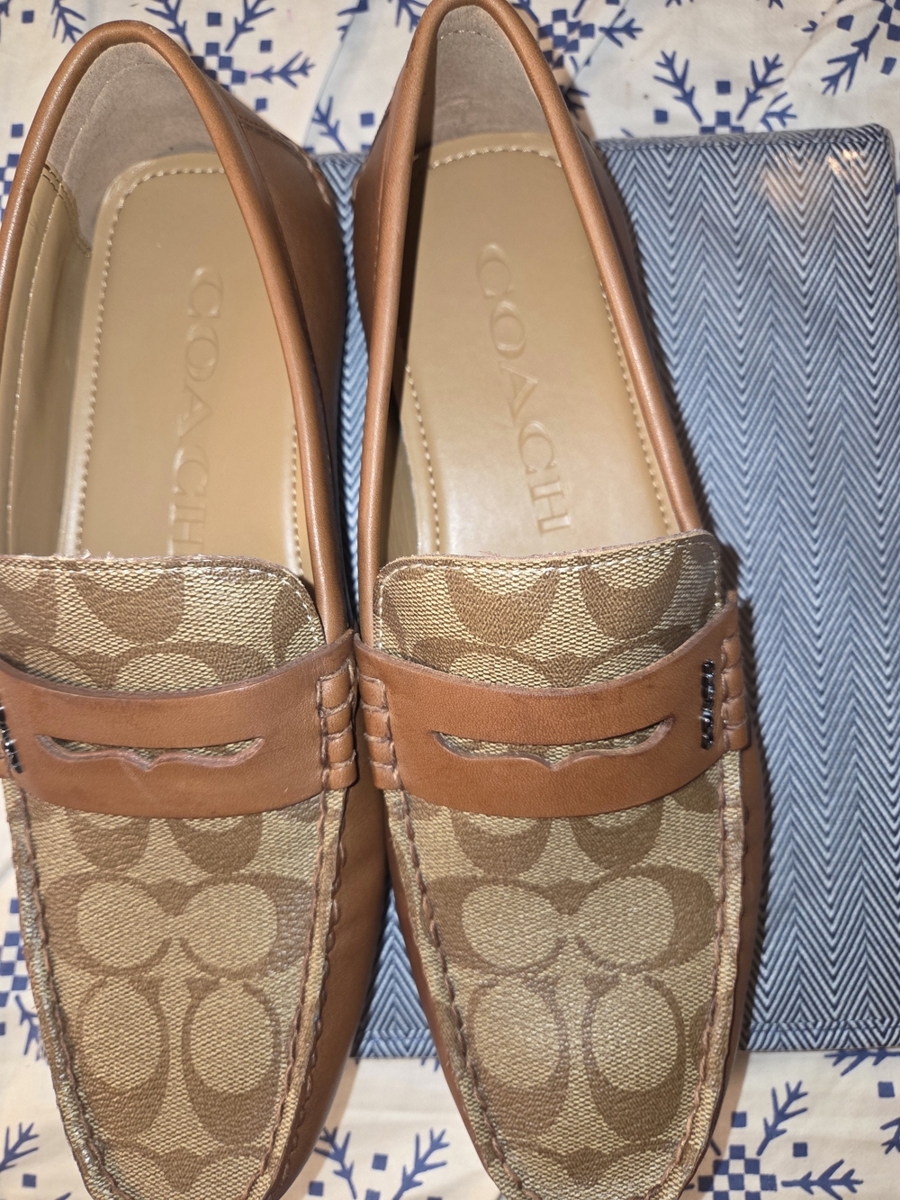 COACH Mott Driver Signature Canvas Leather Loafers Men’s 8D